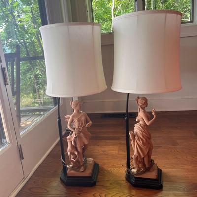 Two Terra Cotta Figural Lamps (PB-DZ)
