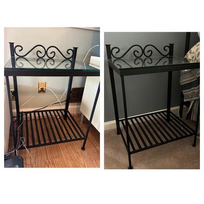 2 Wrought Iron Glass Bedside End Tables