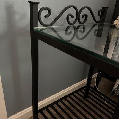 2 Wrought Iron Glass Bedside End Tables