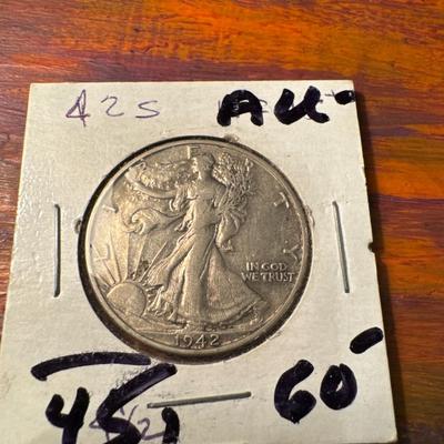 1942 Walking Liberty AU US COIN SILVER