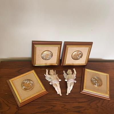 Porcelain Cherubs and Framed Porcelain Cherub Art (PB-DZ)