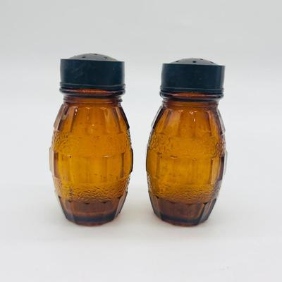 Vintage Amber Glass Cruet Set