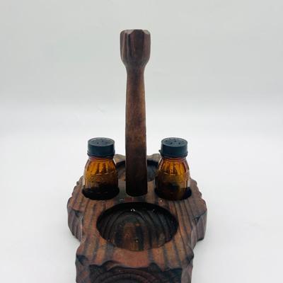 Vintage Amber Glass Cruet Set