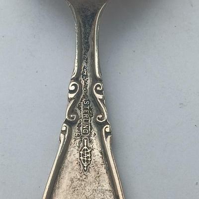 Sterling child's spoon with matching knife stainless blade initialed SDB