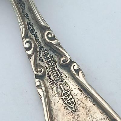 Sterling child's spoon with matching knife stainless blade initialed SDB