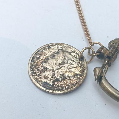 Mercury Dime on gold toned chain
