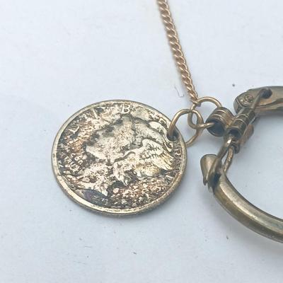 Mercury Dime on gold toned chain