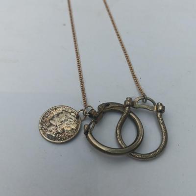 Mercury Dime on gold toned chain