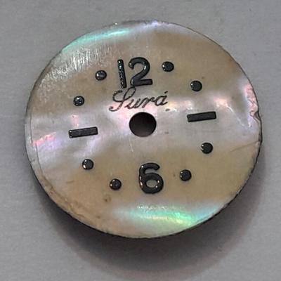 Antique watch faces Lura iridescent pearl like face and Hamilton retro art deco face