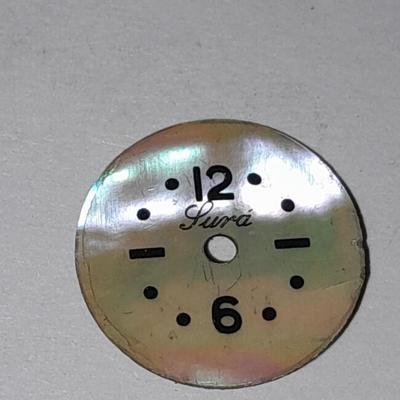 Antique watch faces Lura iridescent pearl like face and Hamilton retro art deco face