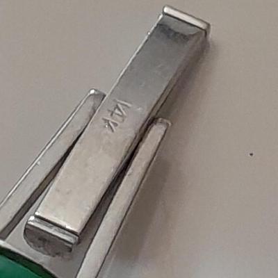 Cuff link 12K DI, Royal Jade with diamond - Art Deco beauty!