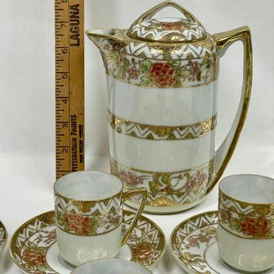Nippon Coffee Pot with 6 Demitasse Cup & Saucer Sets