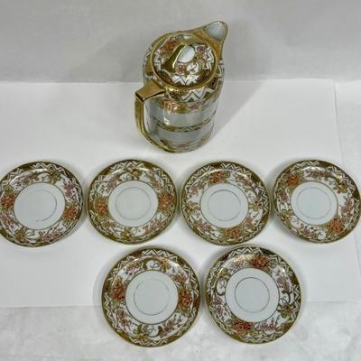 Nippon Coffee Pot with 6 Demitasse Cup & Saucer Sets