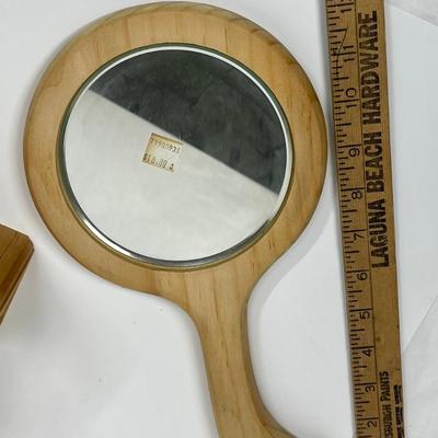 Craft Supplies - Wood Objects for Painting or other Projects - Napkin Holder and 2 Hand Mirrors