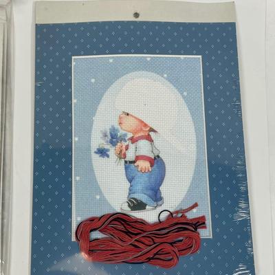 Cross-stitch Project Baby Bids Little Boy framed