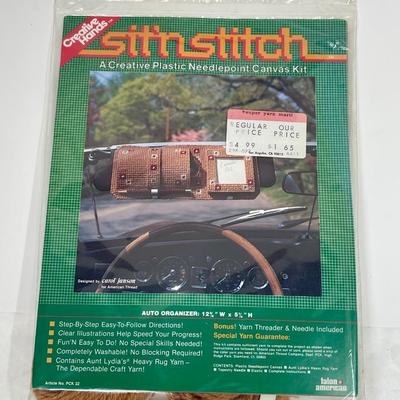 Talon Sit n Stitch “Car Organizer” Plastic Canvas Needlepoint Kit Vintage