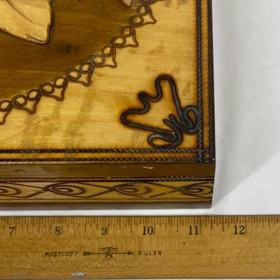 Wood Box with hand carved design on lid