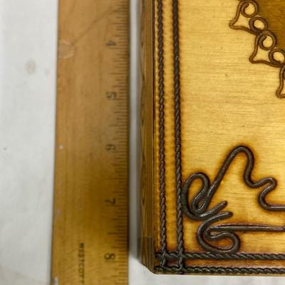 Wood Box with hand carved design on lid