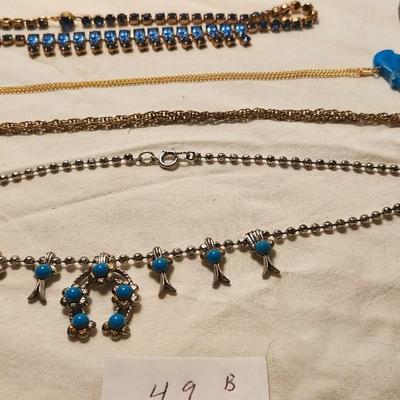 Jewelry lot including, turquoise Medallion , Vintage & clip earrings