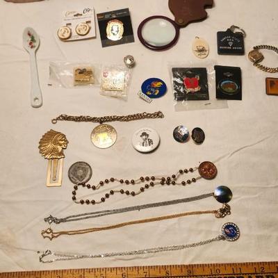 Jewelry lot including Waltham wrist watch, vintage & clip earrings