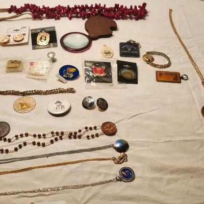 Jewelry lot including Waltham wrist watch, vintage & clip earrings