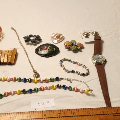 Jewelry lot including Vintage Princeton Watch and vintage & clip earrings