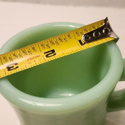 Two Vintage Oven Fire-King Ware Jadeite Green D-Handle Glass Mug