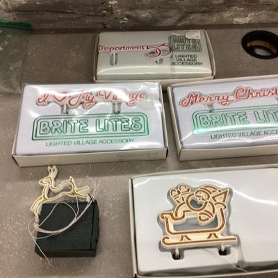 Dept. 56 Accessories Three Signs, Reindeer, and Santa