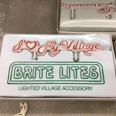 Dept. 56 Accessories Three Signs, Reindeer, and Santa