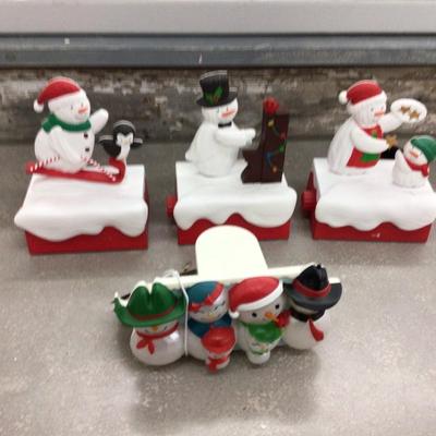Hallmark Talking Snowmen Set of Three and A Group of Snowmen.