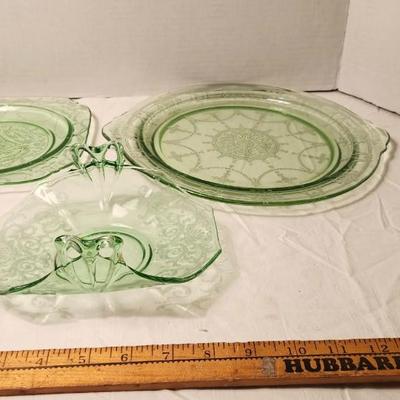 1930 Vintage Uranium Glass Serving lot