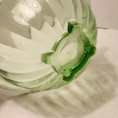 Vintage Uranium Glass lot, with 2 Paneled Bowl and 8 inches plates