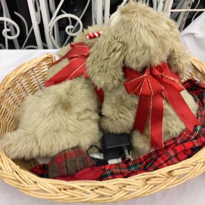 Basket of Cocker Spaniels and Fishing Santa