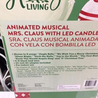 Animated Musical Mrs Clause with LED Candle