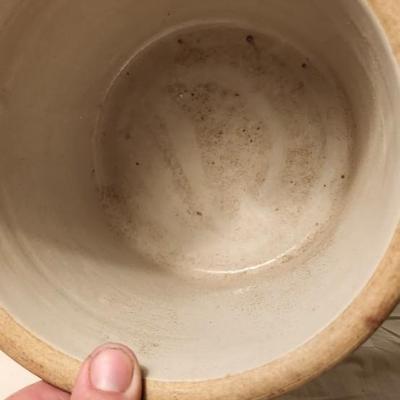 Antique Stoneware Crock With Blue Flowers