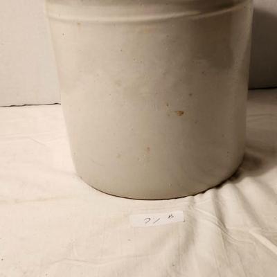 Antique Stoneware Crock With Blue Flowers