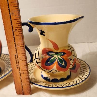 Vtg. Handpainted Lostro Czechoslovokia Pottery Pitchers