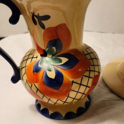 Vtg. Handpainted Lostro Czechoslovokia Pottery Pitchers
