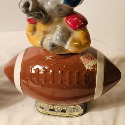 JIM BEAM EMPTY FOOTBALL DECANTER REPUBLICAN ELEPHANT & DEMOCRATIC DONKEY
