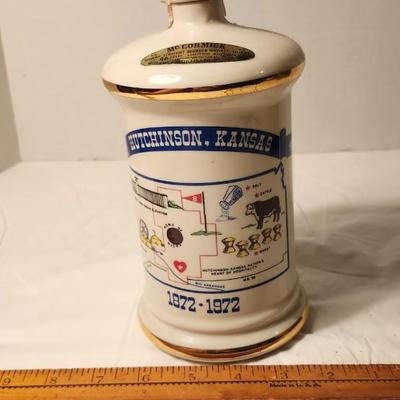 JIM BEAM EMPTY FOOTBALL DECANTER REPUBLICAN ELEPHANT & DEMOCRATIC DONKEY