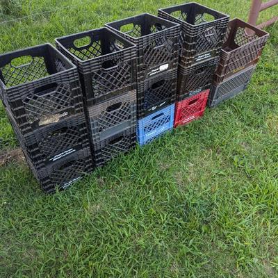 Plastic Milk Storage Crates 12 Reg size, 2 large