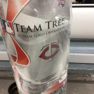 MN Twins Baseball Silver Mini Christmas Tree and Ornaments