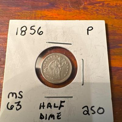 1856 P SEATED LIBERTY HALF DIME MS63 U S COIN C114