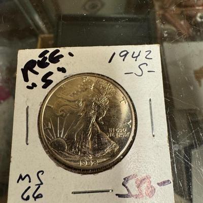 1942 S WALKING LIBERTY MS 66