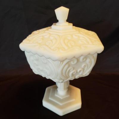 Imperial Glass White Compote with Lid (LR-KD)