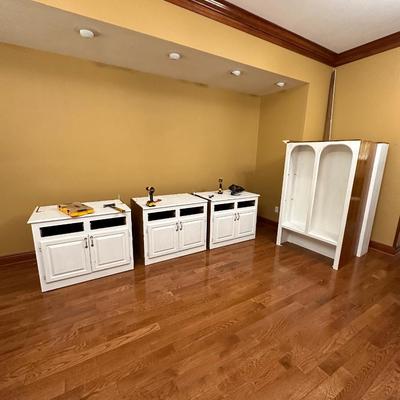 Custom Built ~ Farmhouse White Solid Wood Wall Unit # 2 ~ *Read Details