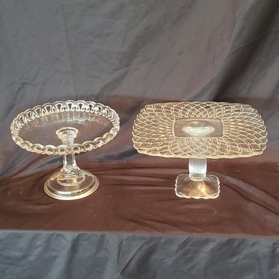 Two Decorative Glass Cake Stands (LR-KD)