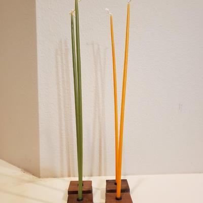 MCM Teak & Iron Candlesticks