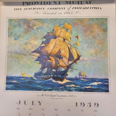 1939 Seven Seas Ships Wall Calendar (WS-JS)