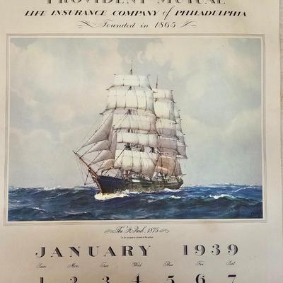 1939 Seven Seas Ships Wall Calendar (WS-JS)